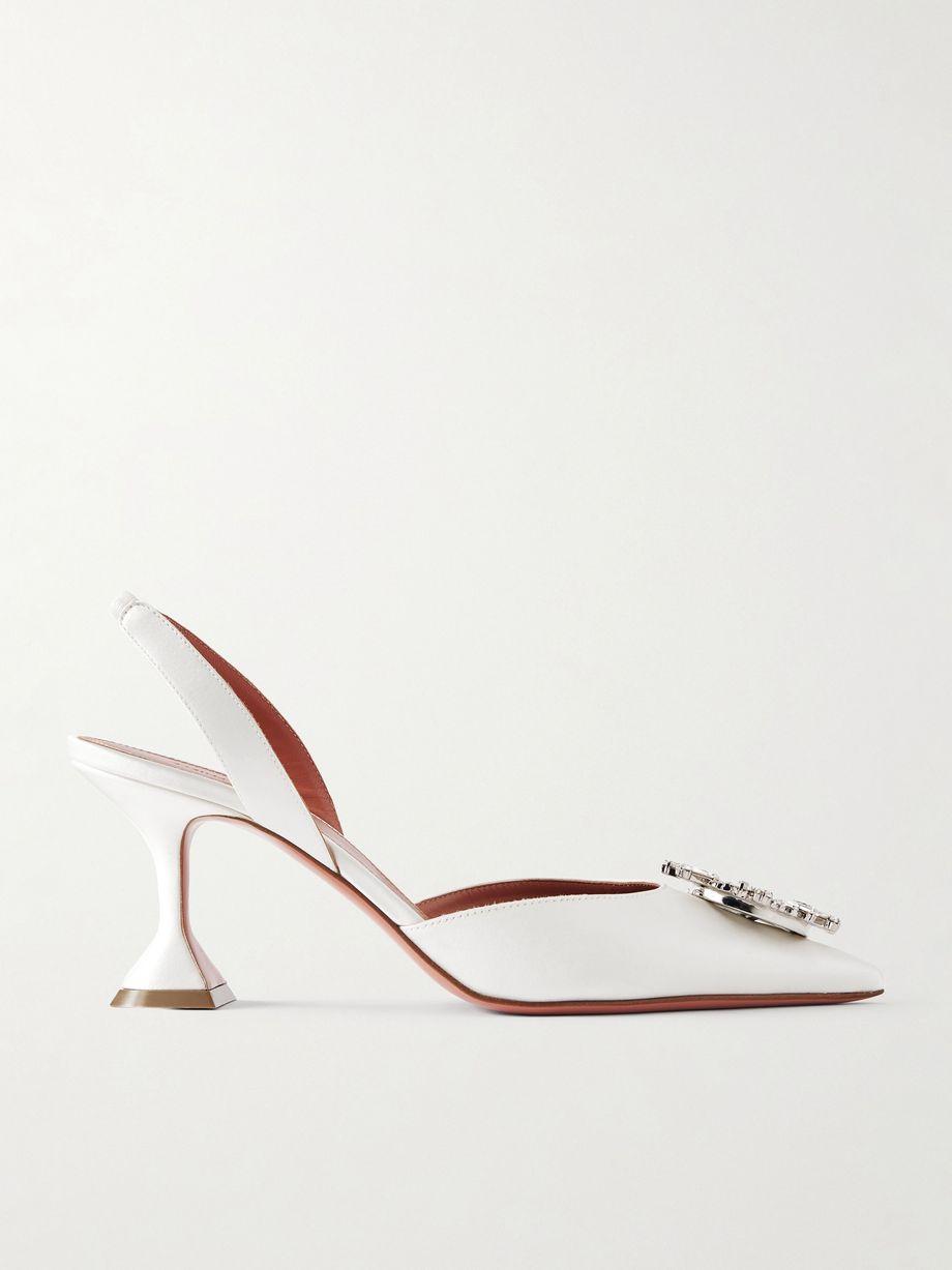 Begum Swarovski crystal-embellished satin slingback pumps by AMINA MUADDI
