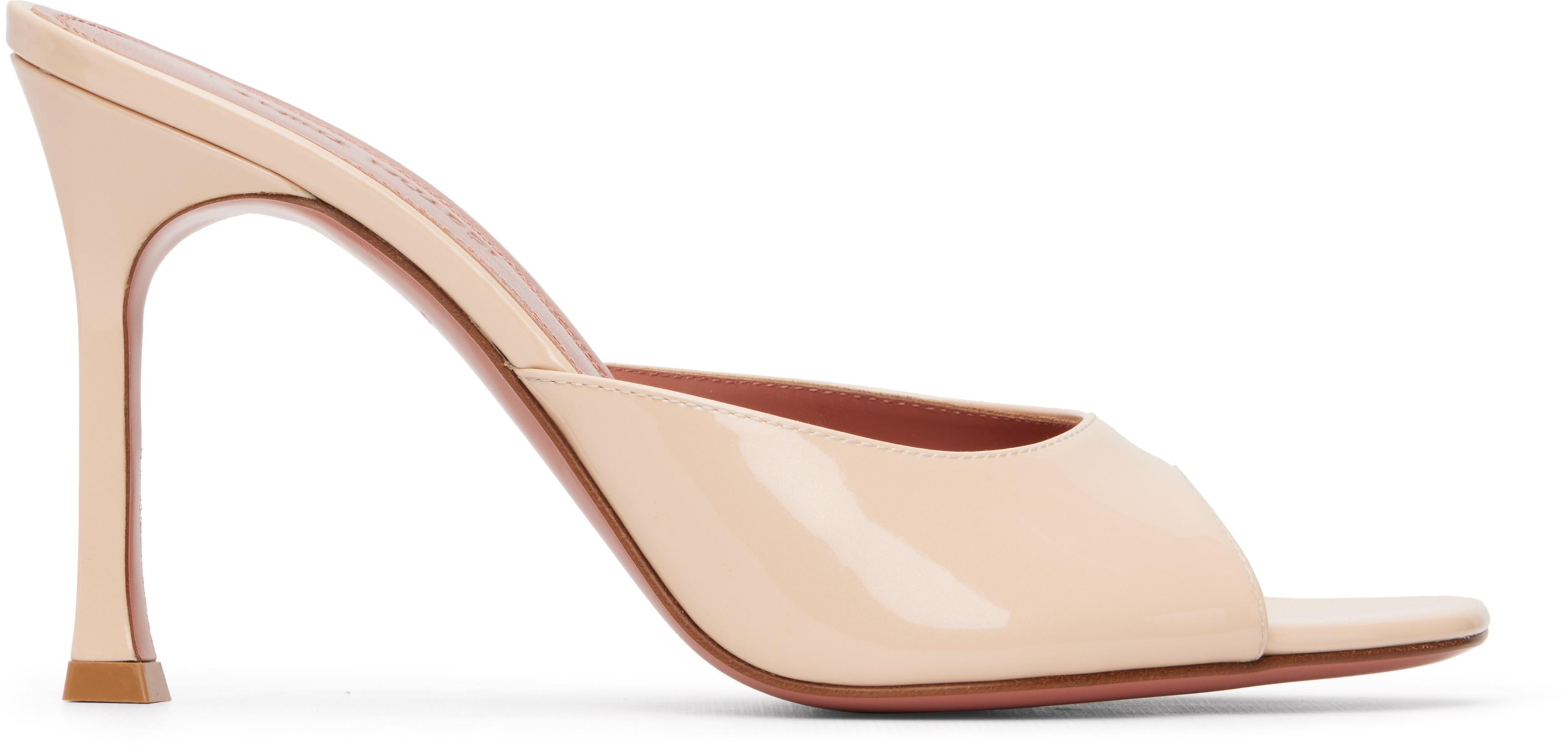 Beige Alexa Slipper 95 Heeled Sandals by AMINA MUADDI