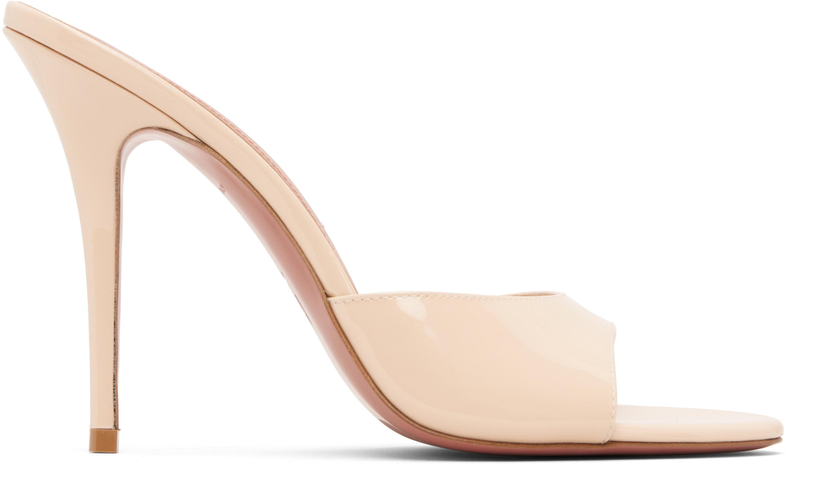 Beige Elodie Slipper 105 Heeled Sandals by AMINA MUADDI