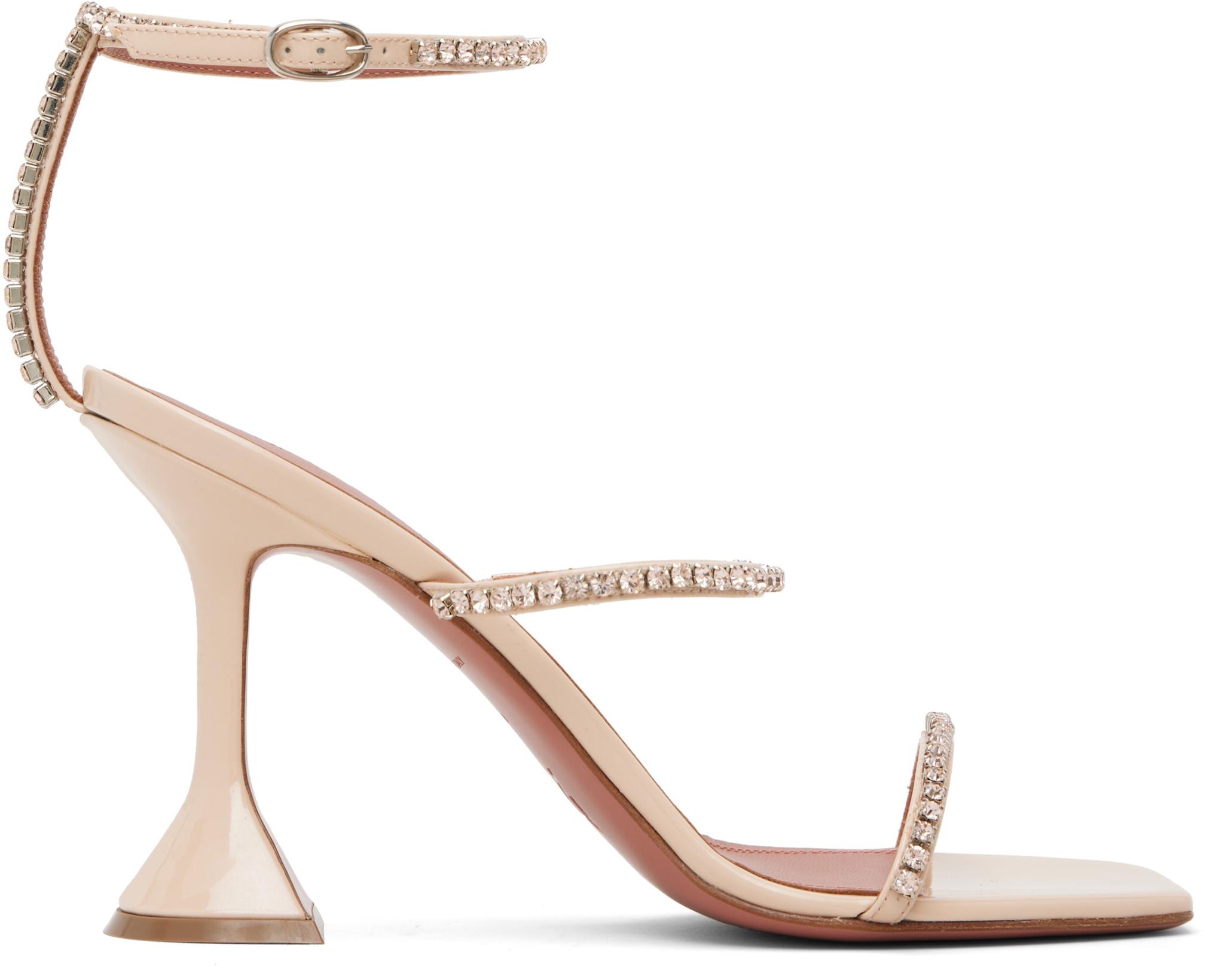 Beige Gilda 95 Heeled Sandals by AMINA MUADDI