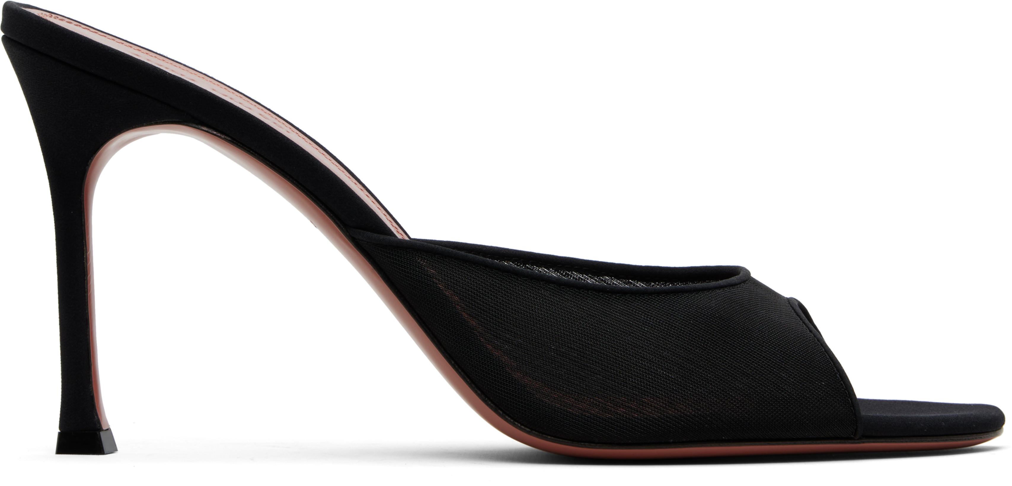Black Alexa Mesh 95 Heeled Sandals by AMINA MUADDI