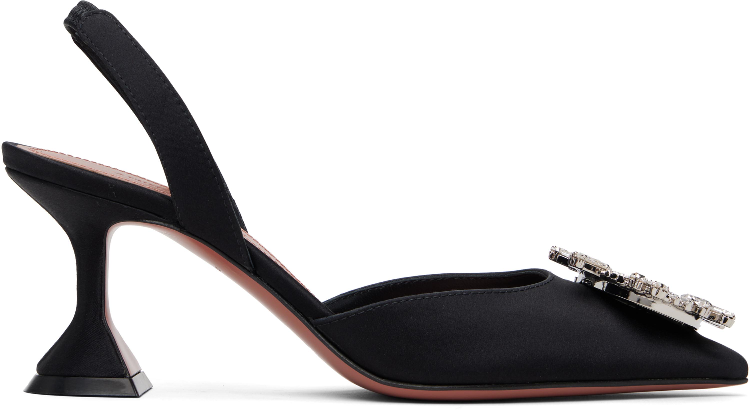 Black Begum Sling 70 Heels by AMINA MUADDI