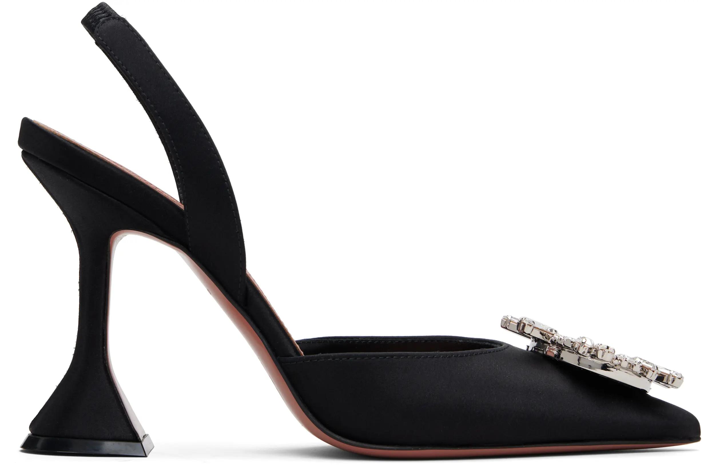 Black Begum Sling 95 Heels by AMINA MUADDI