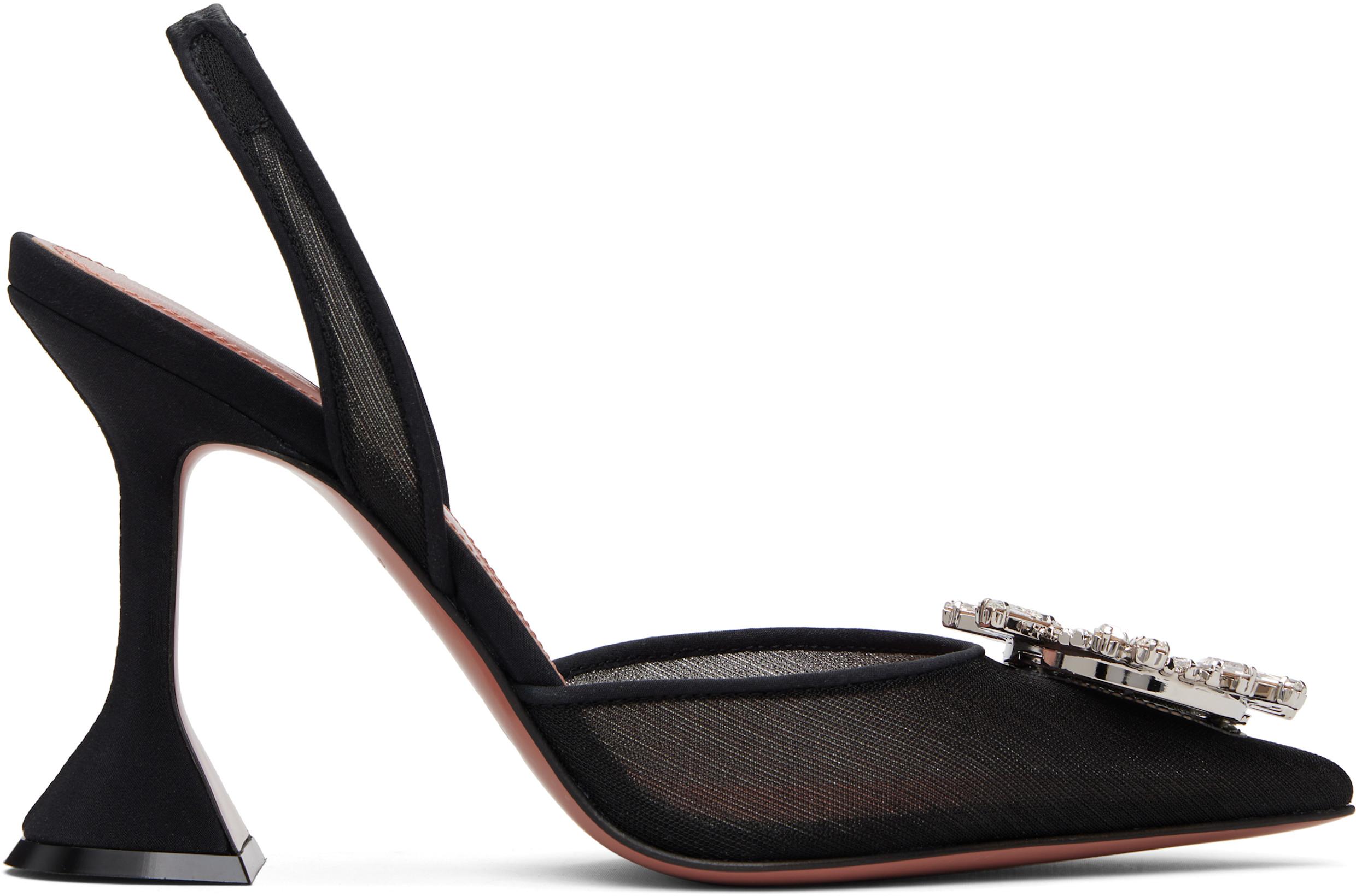 Black Begum Sling 95 Heels by AMINA MUADDI