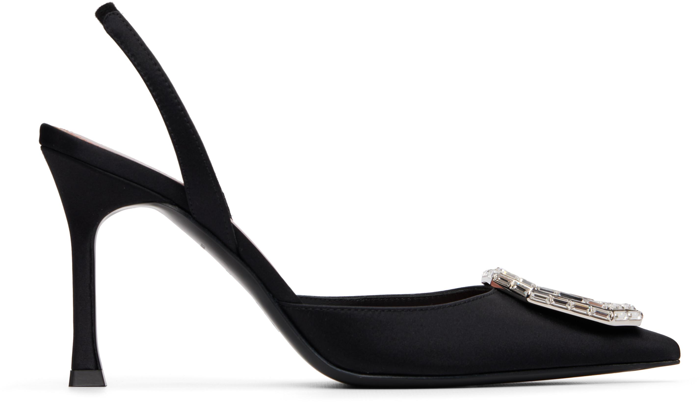 Black Camelia Sling 90 Heels by AMINA MUADDI