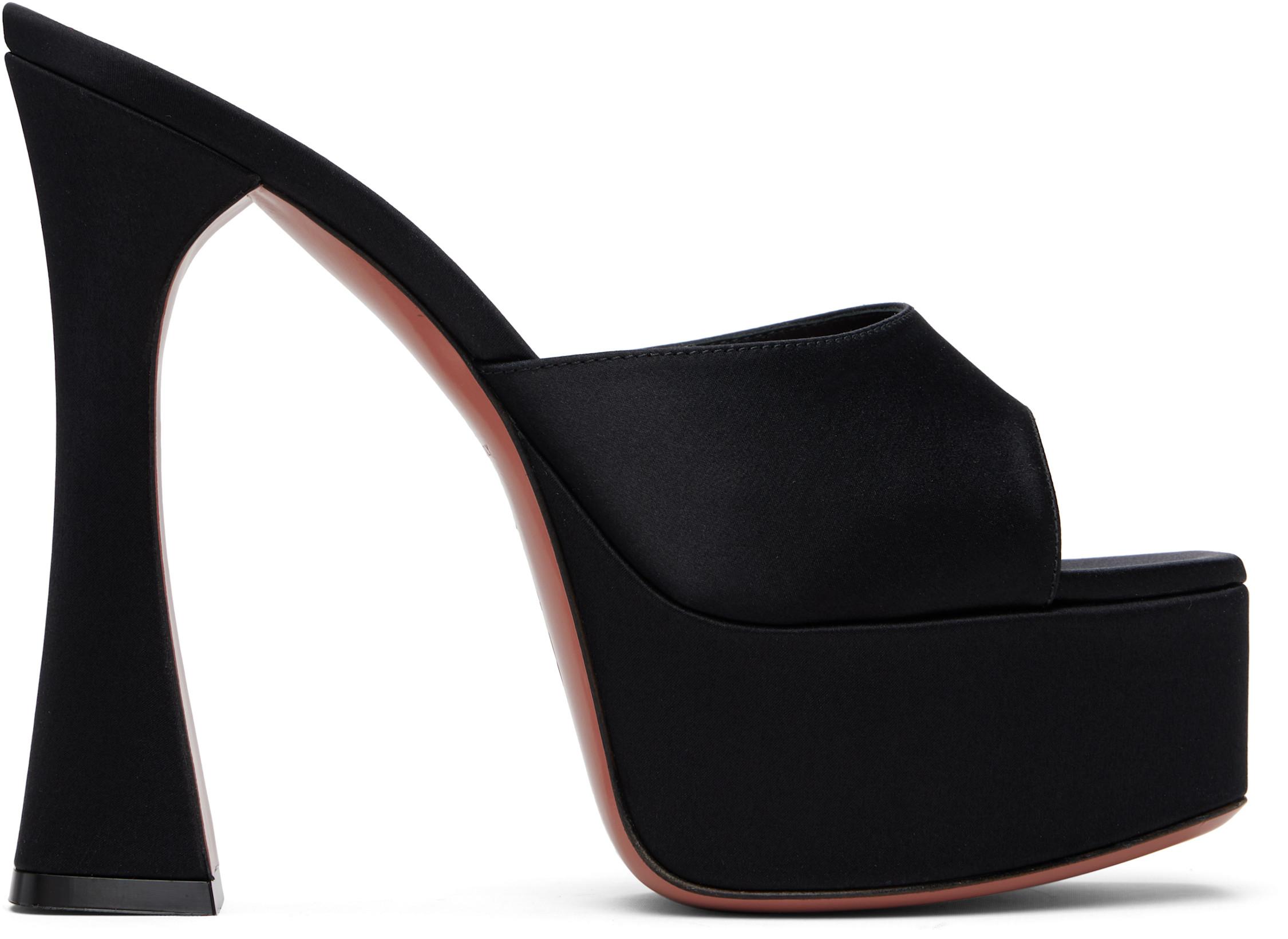 Black Dalida Plateau Slipper 140 Heeled Sandals by AMINA MUADDI