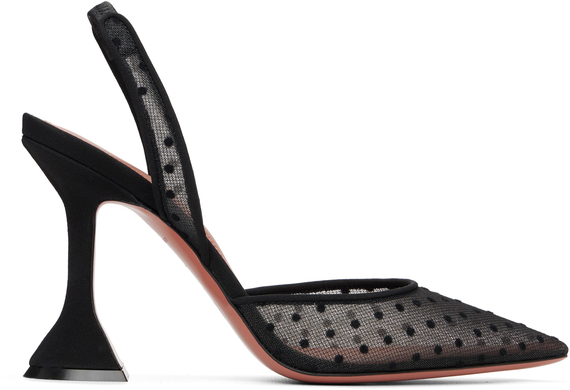 Black Holli 95 Lace Sling Heels by AMINA MUADDI