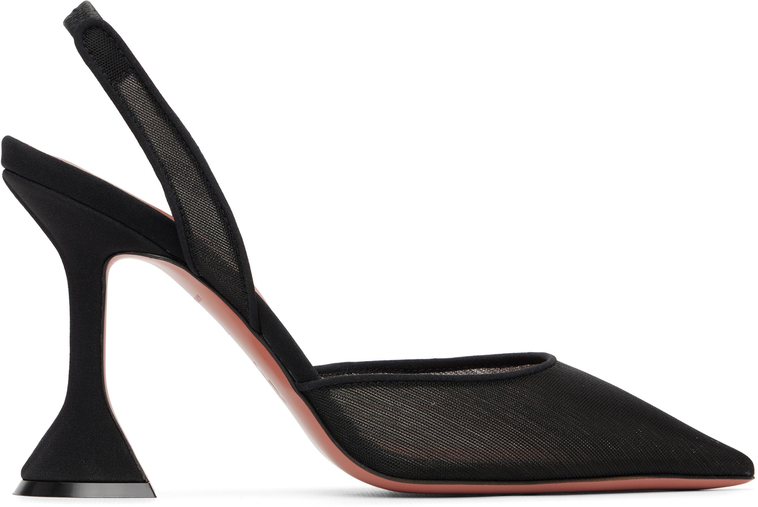 Black Holli Mesh Sling 95 Heels by AMINA MUADDI