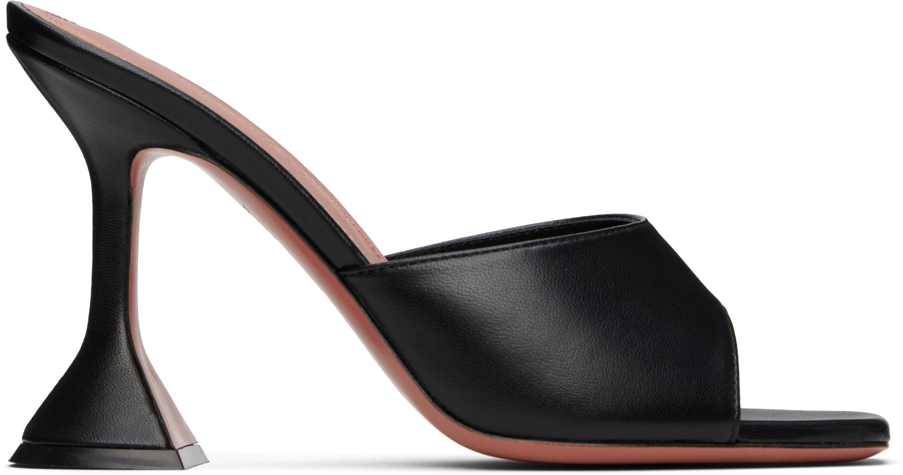Black Lupita Slipper Heeled Sandals by AMINA MUADDI