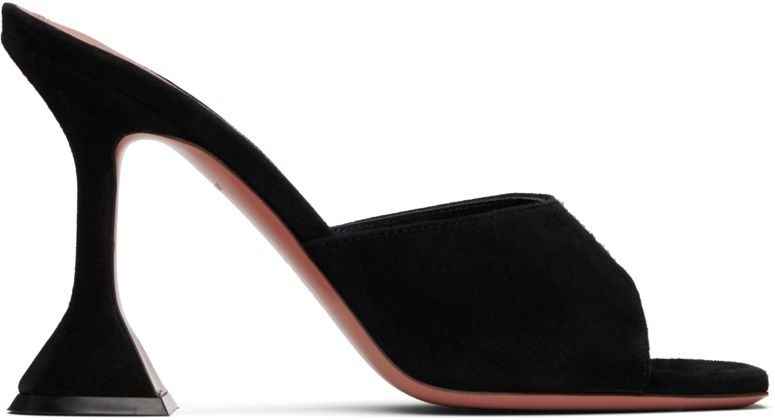 Black Lupita Slipper Heeled Sandals by AMINA MUADDI