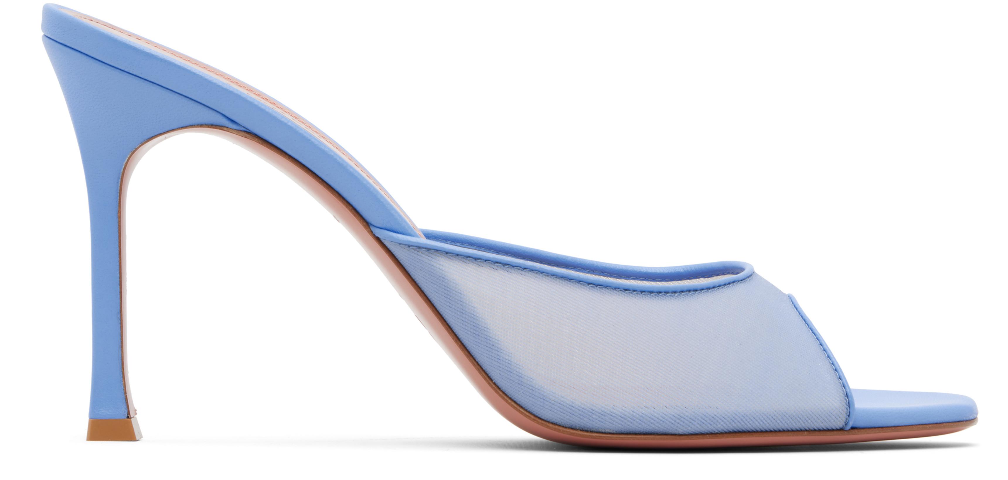 Blue Alexa Mesh Slipper 95 Heeled Sandals by AMINA MUADDI