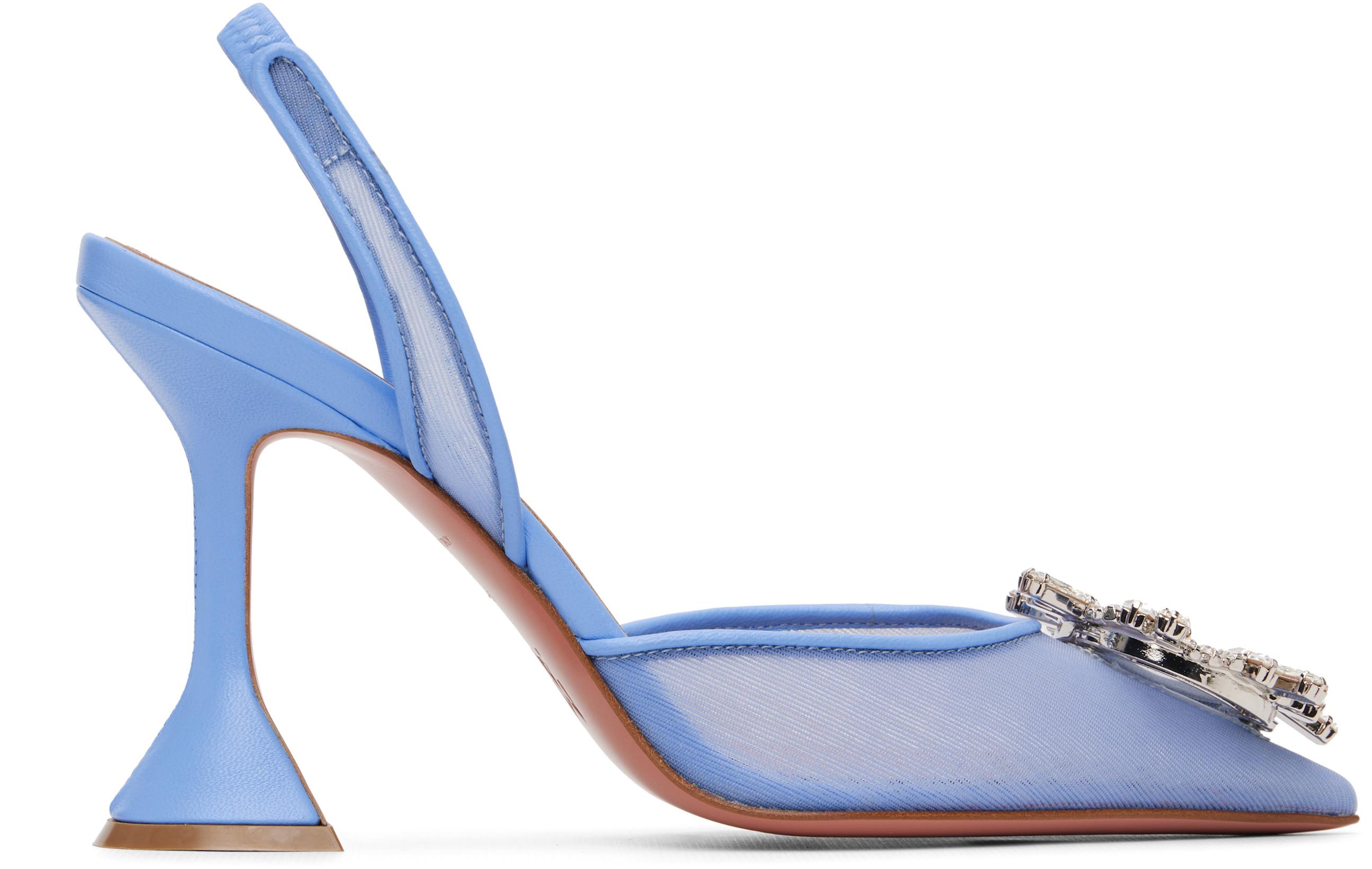 Blue Begum Mesh Sling 95 Heels by AMINA MUADDI