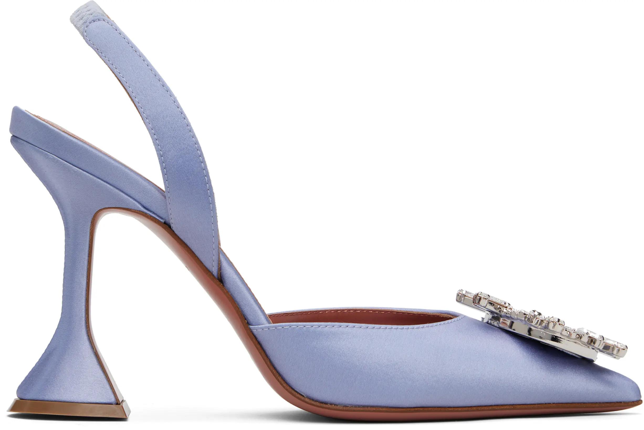 Blue Begum Sling 95 Heels by AMINA MUADDI