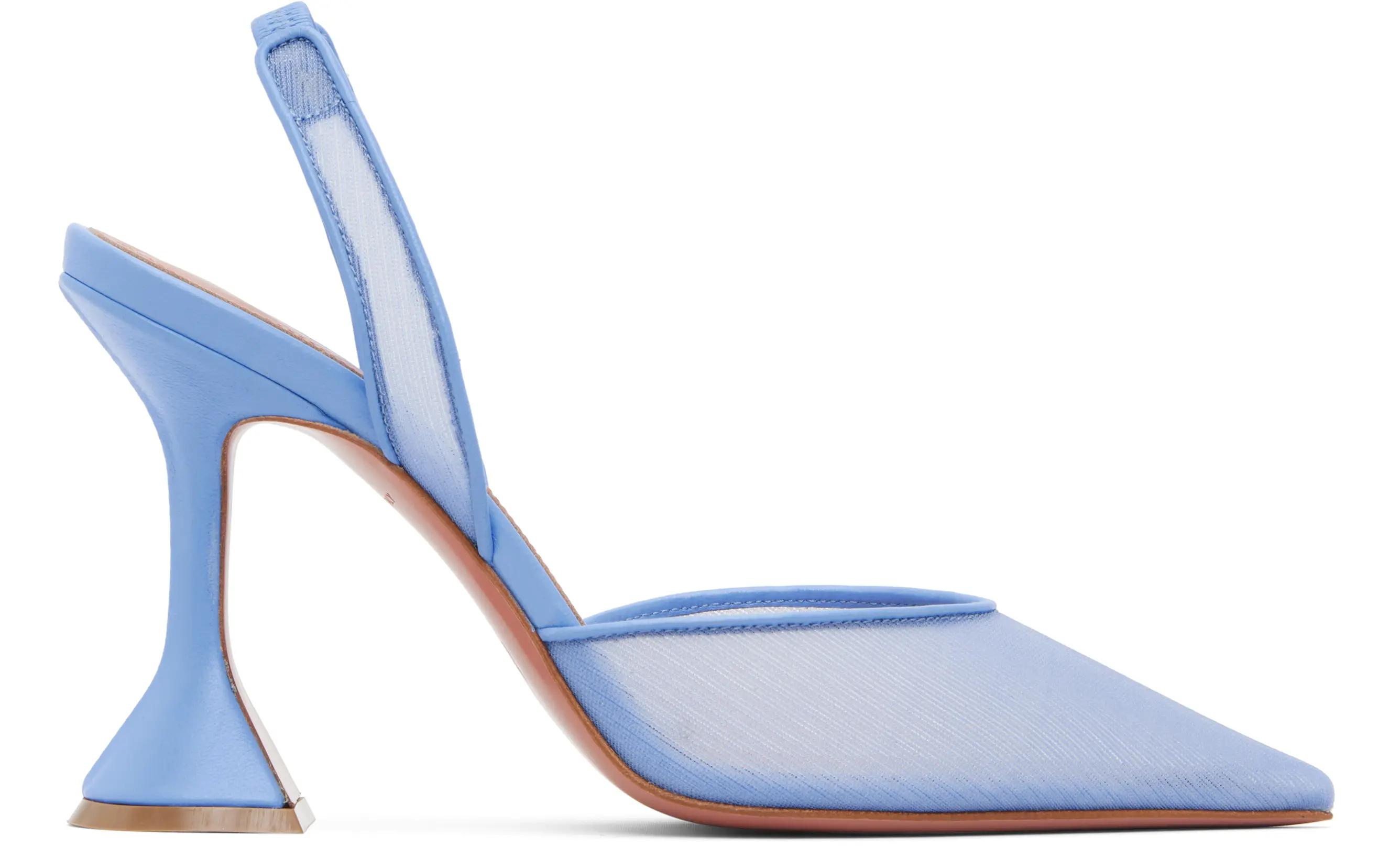 Blue Holli Mesh Sling 95 Heels by AMINA MUADDI