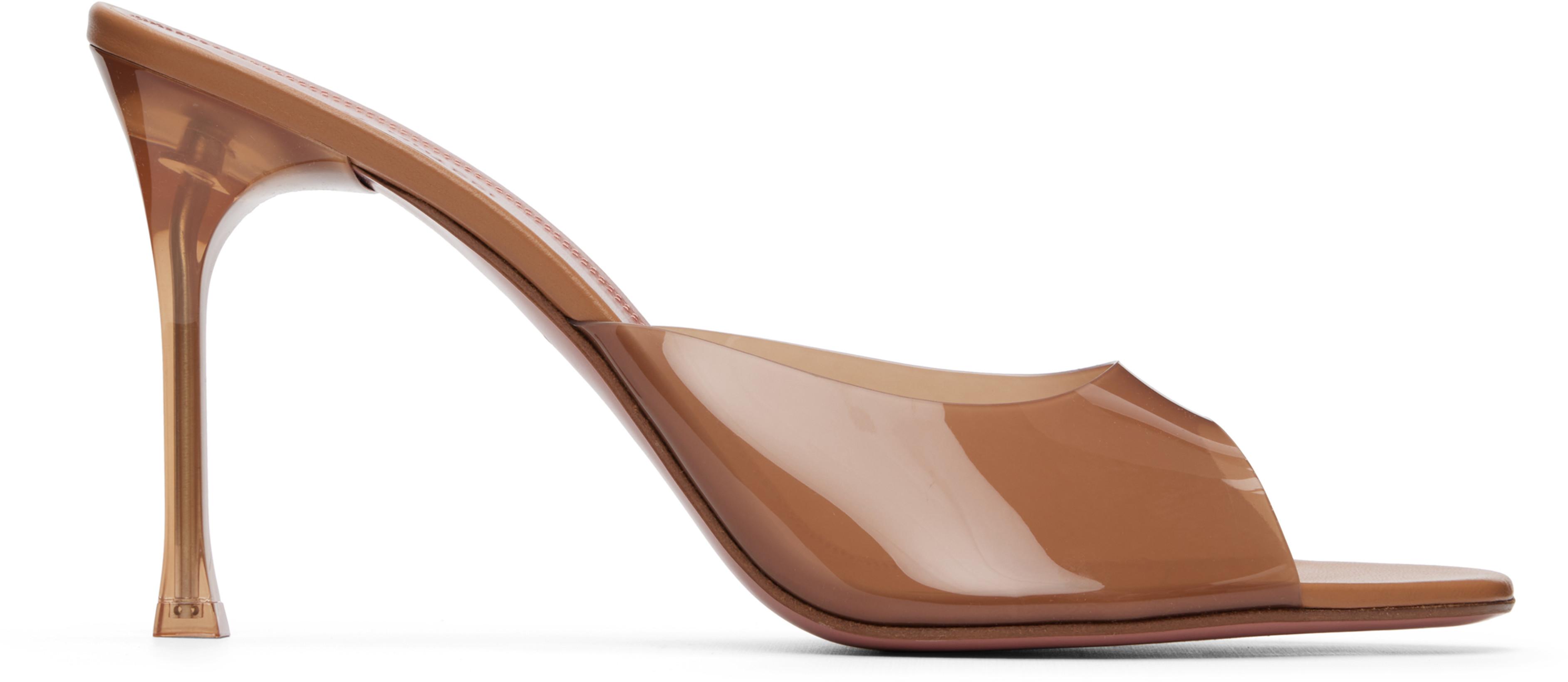 Brown Alexa Glass Slipper 95 Heeled Sandals by AMINA MUADDI