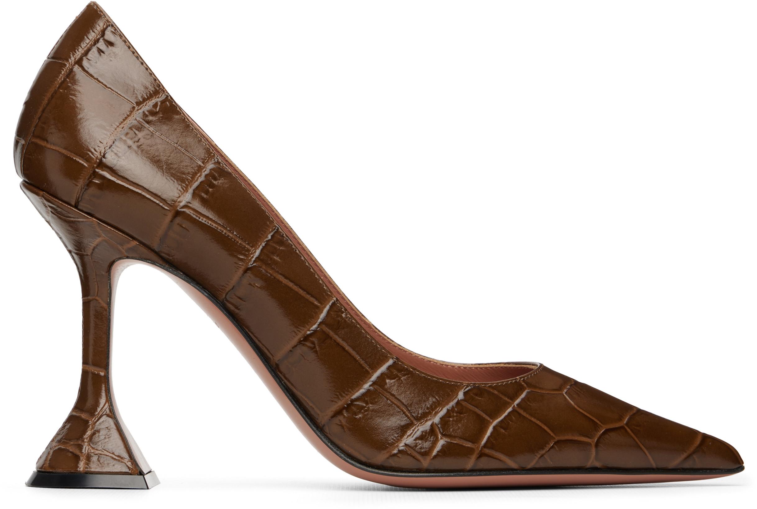 Brown Ami Pump 95 Heels by AMINA MUADDI