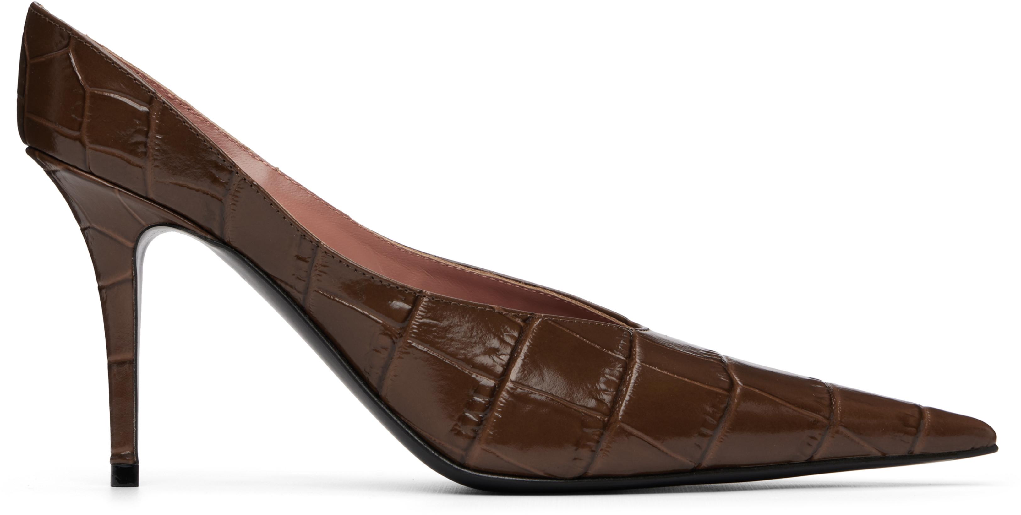 Brown Anok Mule 90 Heels by AMINA MUADDI