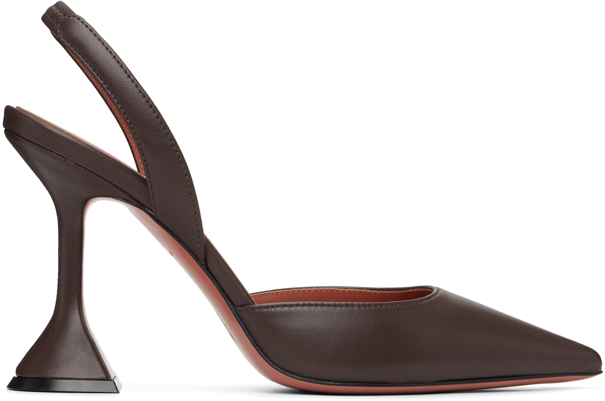 Brown Holli 95 Sling Heels by AMINA MUADDI