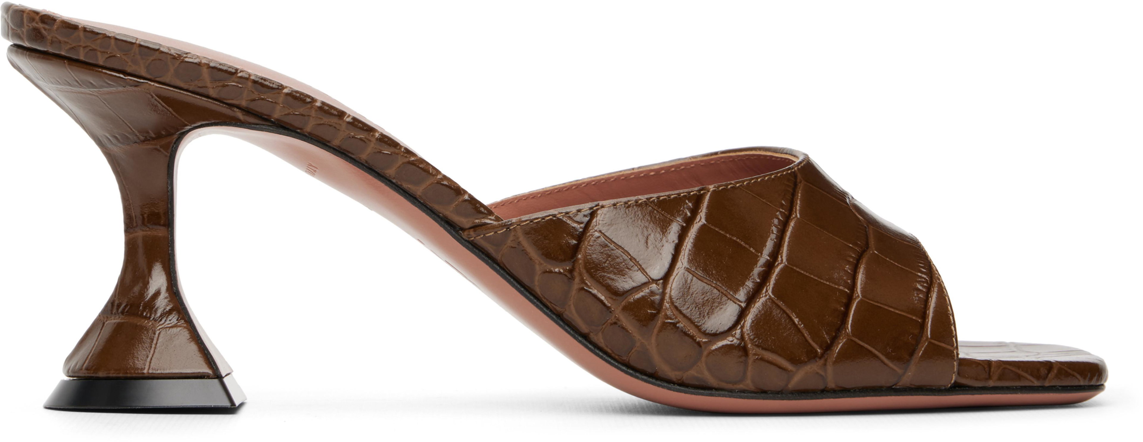 Brown Lupita Slipper 70 Heeled Sandals by AMINA MUADDI