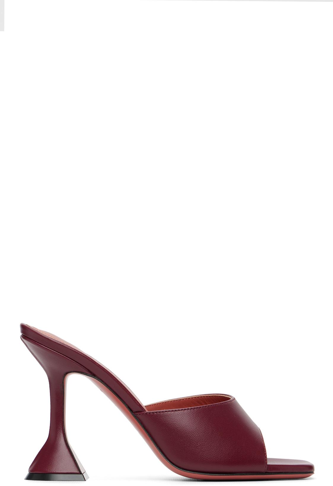 Burgundy Lupita 95 Slipper Heeled Sandals by AMINA MUADDI