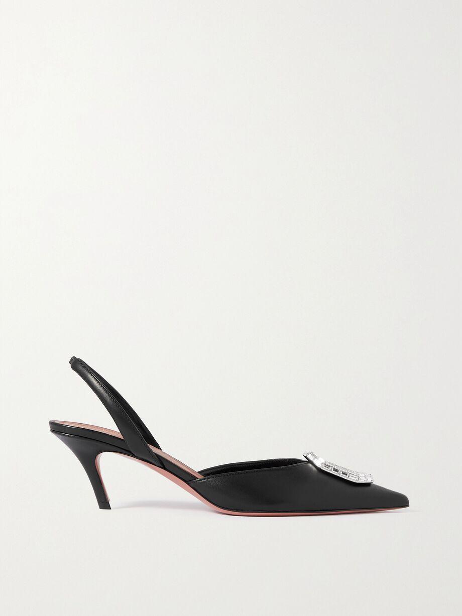 Camelia crystal-embellished leather slingback pumps by AMINA MUADDI