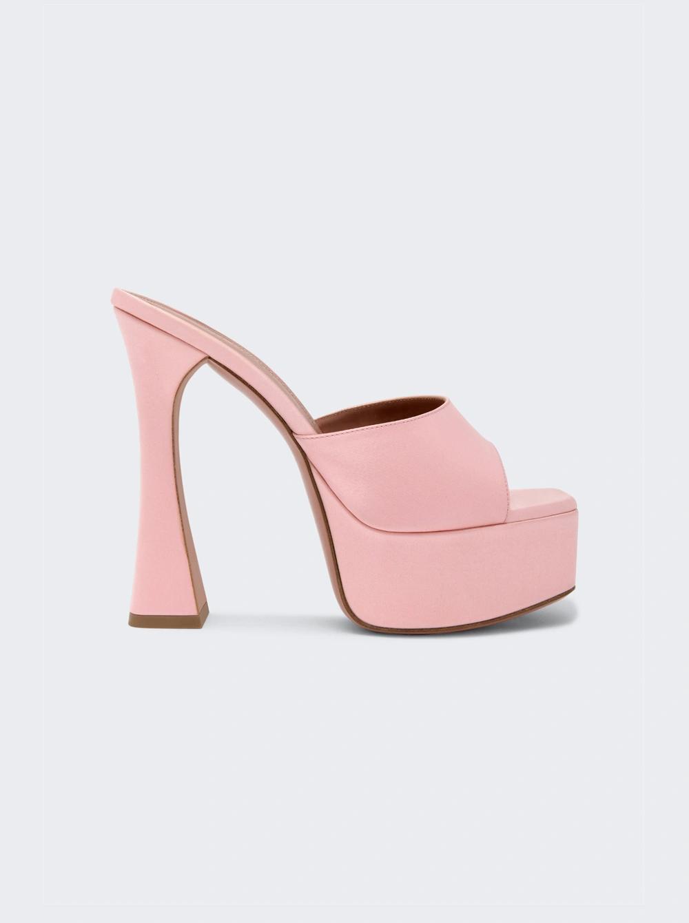 Dalida Plateau Slipper Baby Pink Satin  | The Webster by AMINA MUADDI