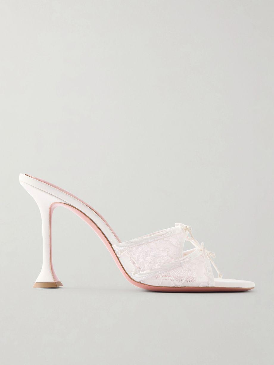 Eleonora bow-detailed lace and leather mules by AMINA MUADDI