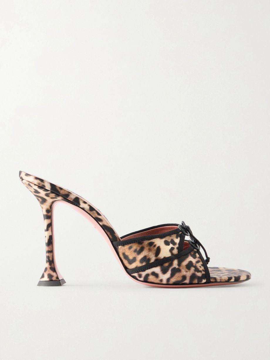Eleonora bow-detailed leopard-print satin mules by AMINA MUADDI