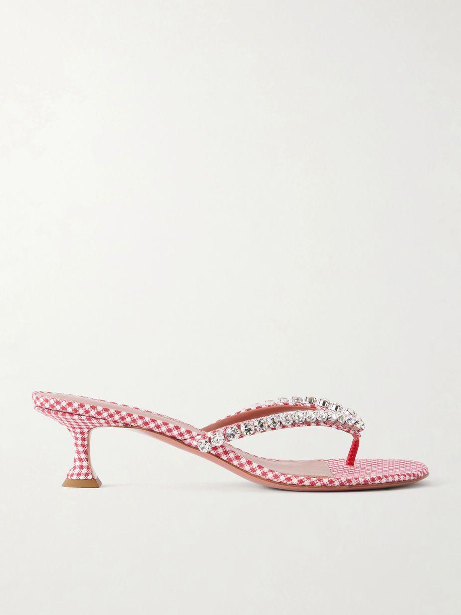 Gigi 45 checked crystal-embellished leather thong sandals by AMINA MUADDI