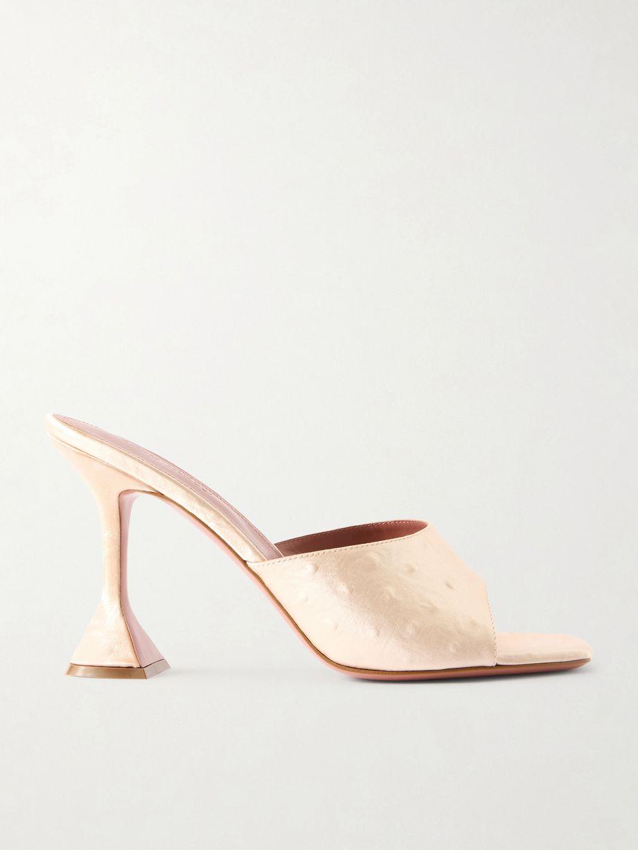 Lupita ostrich-effect satin mules by AMINA MUADDI
