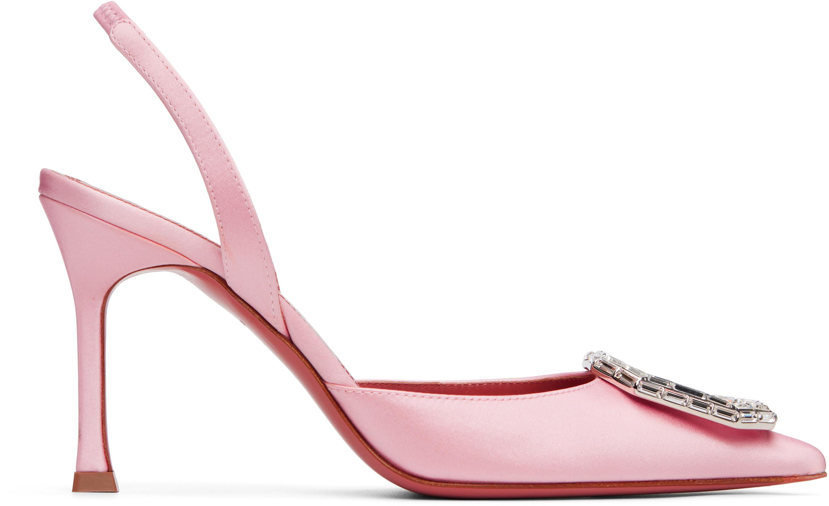 Pink Camelia Sling 90 Heels by AMINA MUADDI