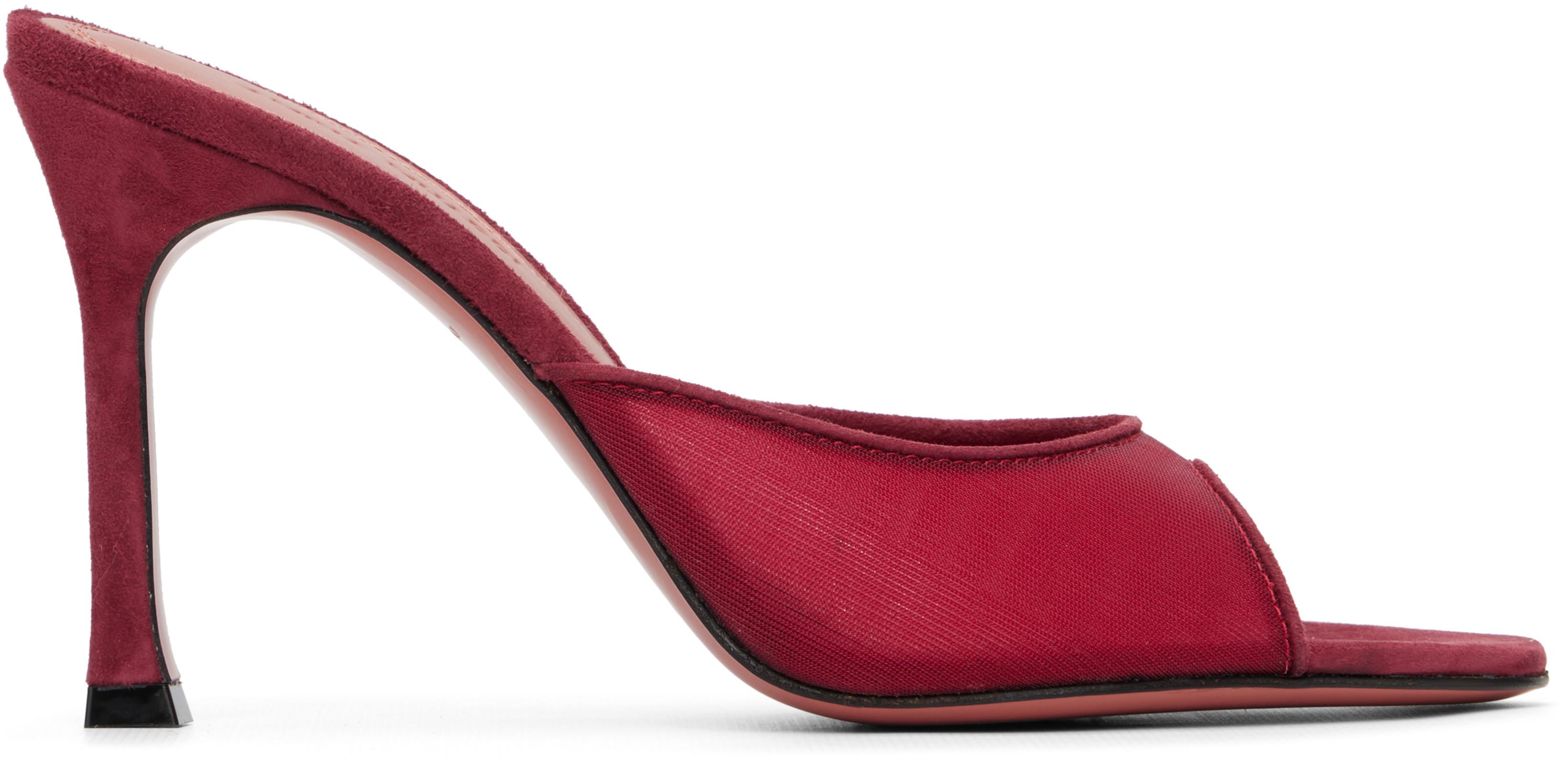 Red Alexa 95 Mesh Slipper Heeled Sandals by AMINA MUADDI