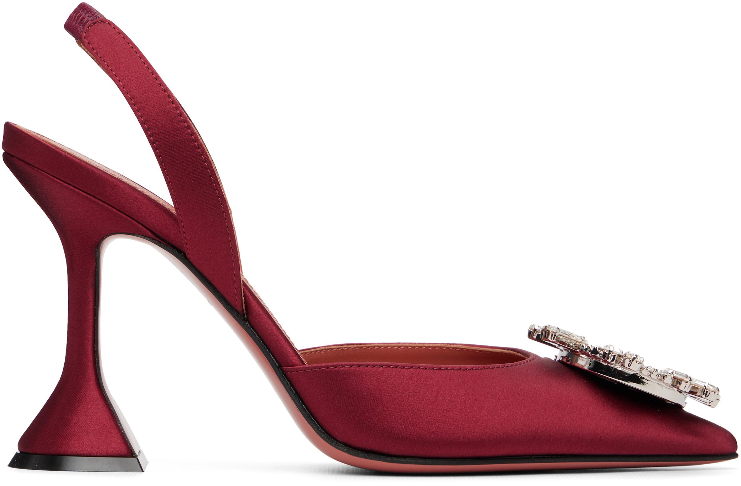 SSENSE Exclusive Burgundy Begum 95 Sling Heels by AMINA MUADDI