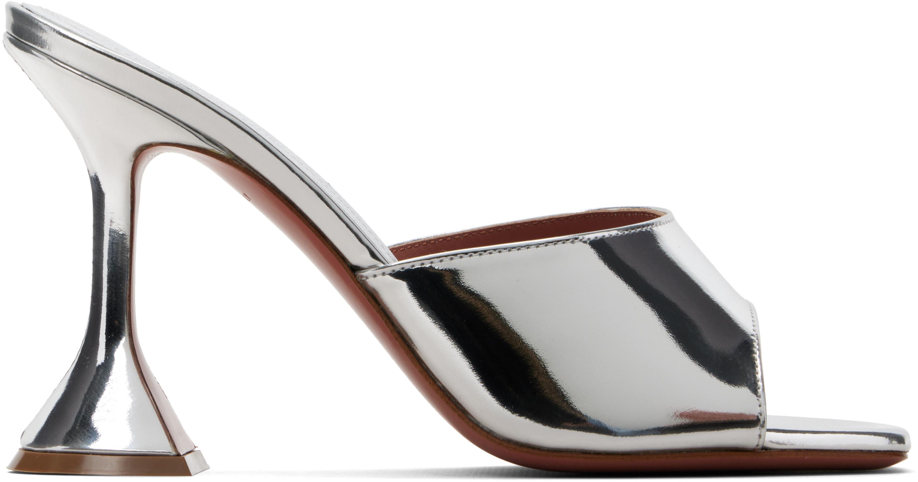 SSENSE Exclusive Silver Lupita Slipper 95 Heeled Sandals by AMINA MUADDI