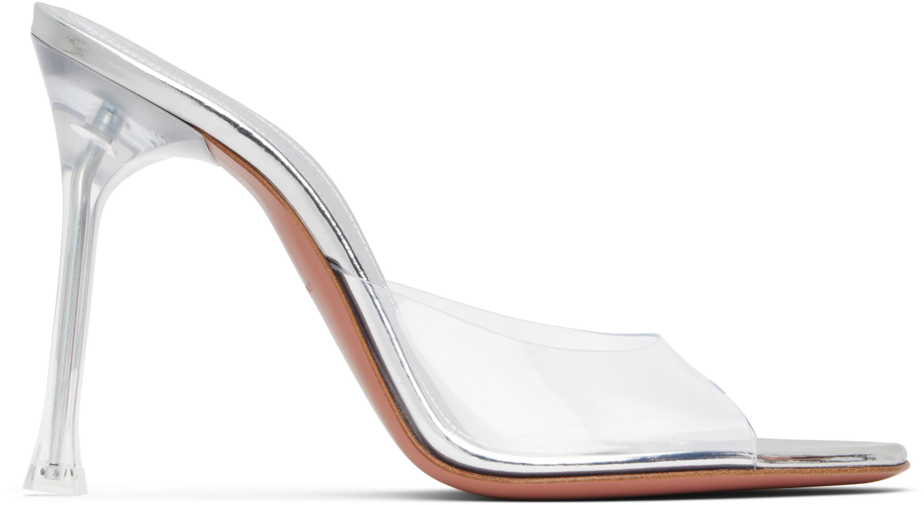 SSENSE Exclusive Transparent Alexa Glass 105 Heeled Sandals by AMINA MUADDI