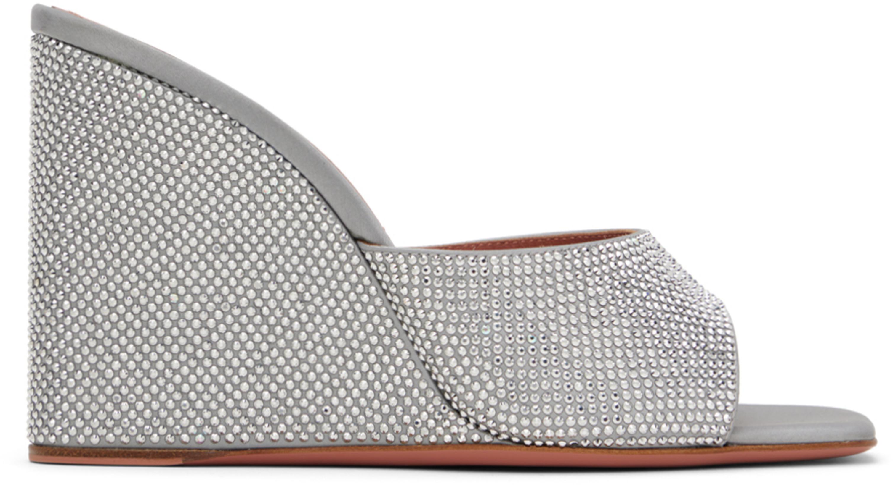 Silver Lupita Crystal 95 Heeled Sandals by AMINA MUADDI