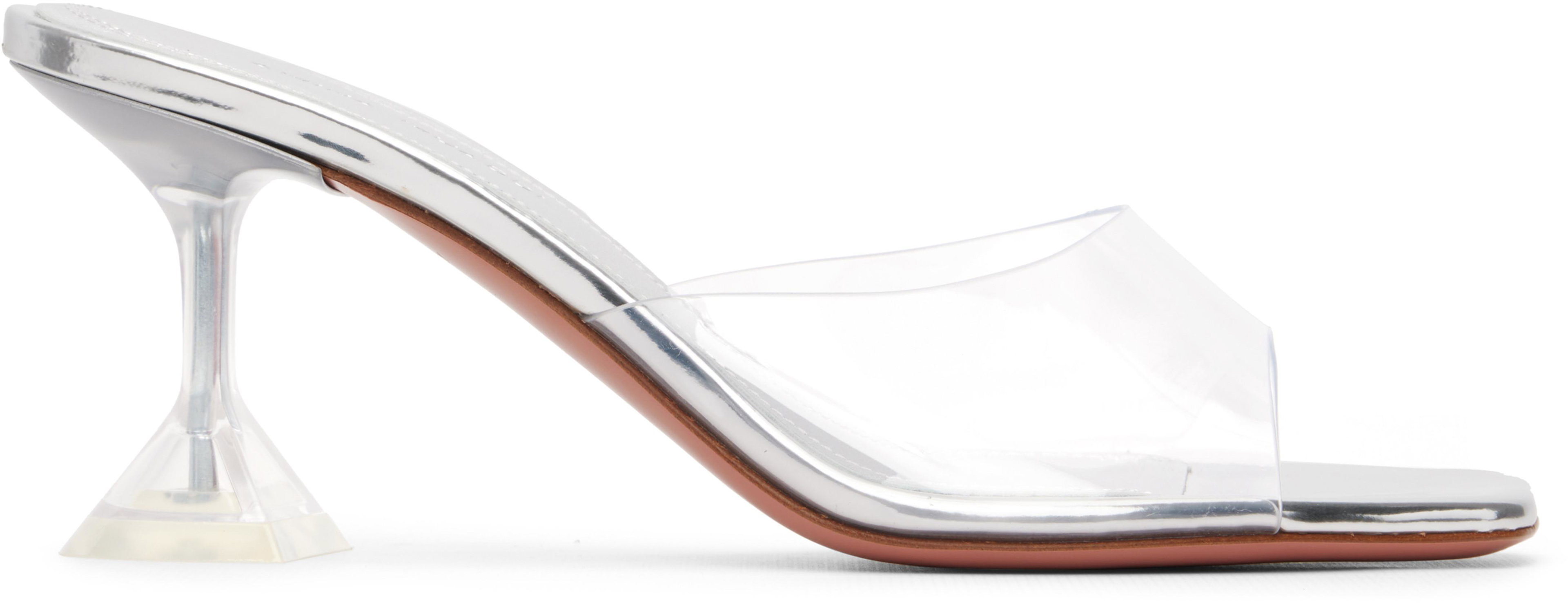 Silver Lupita Glass Slipper 70 Heeled Sandals by AMINA MUADDI
