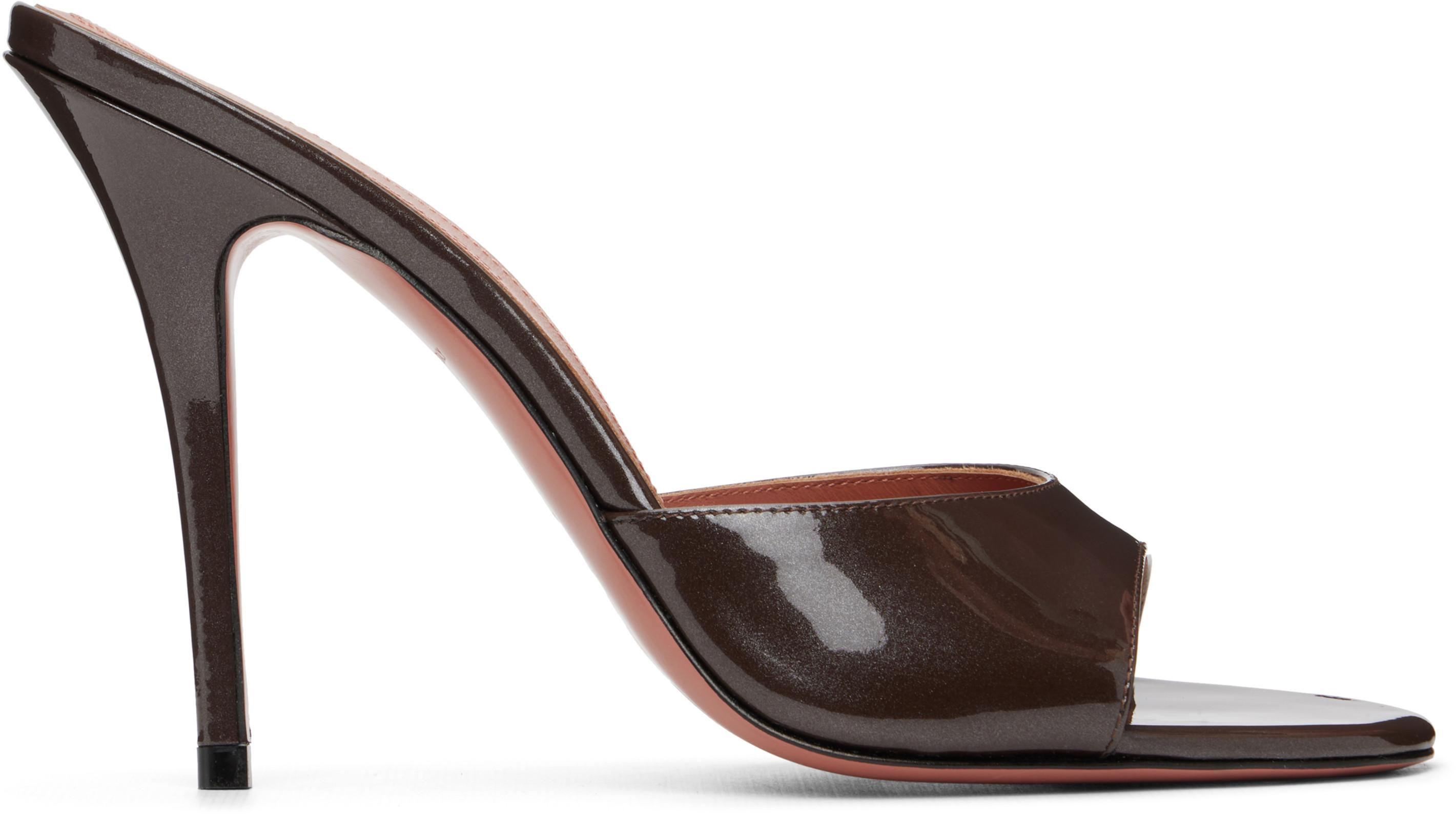 Taupe Elodie Slipper 105 Heeled Sandals by AMINA MUADDI