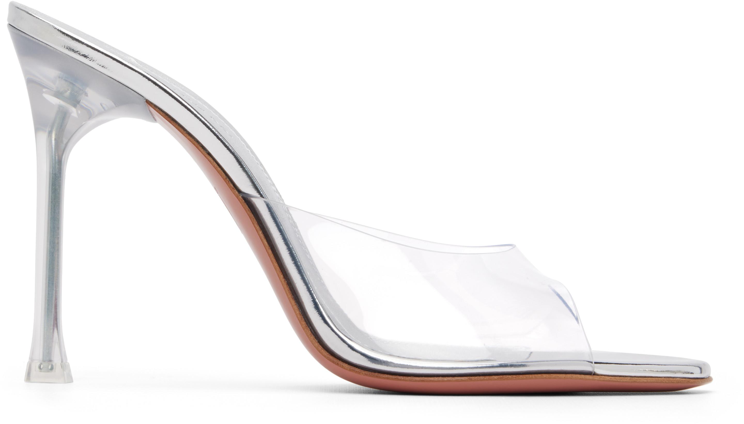 Transparent Alexa Glass Slipper 105 Heeled Sandals by AMINA MUADDI