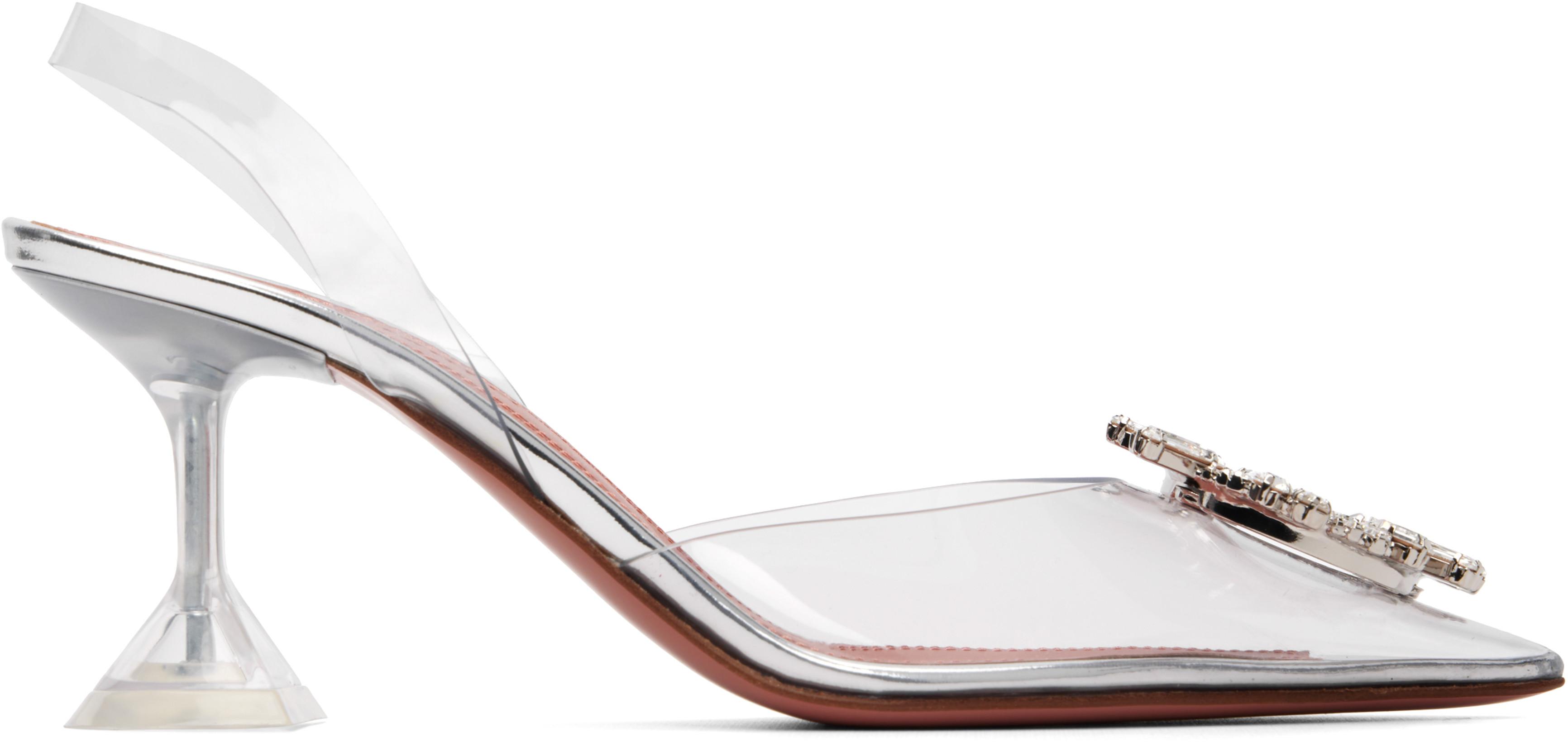 Transparent Begum Glass Sling 70 Heels by AMINA MUADDI