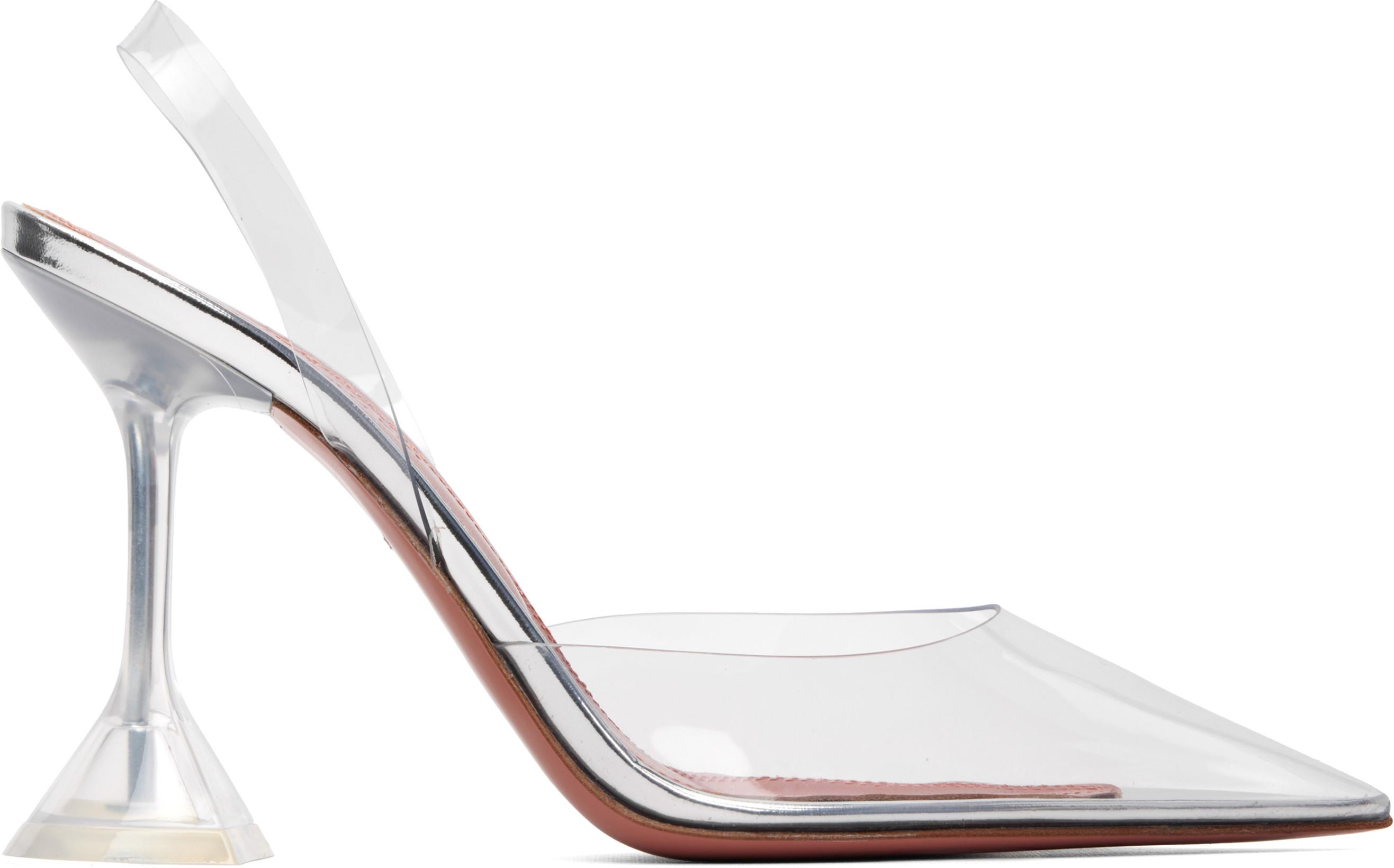Transparent Holli Glass Sling 95 Heels by AMINA MUADDI