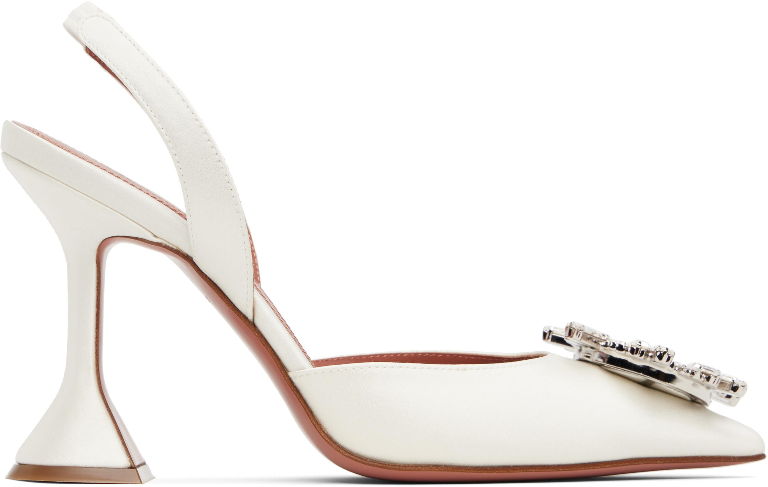 White Begum Sling Heels by AMINA MUADDI