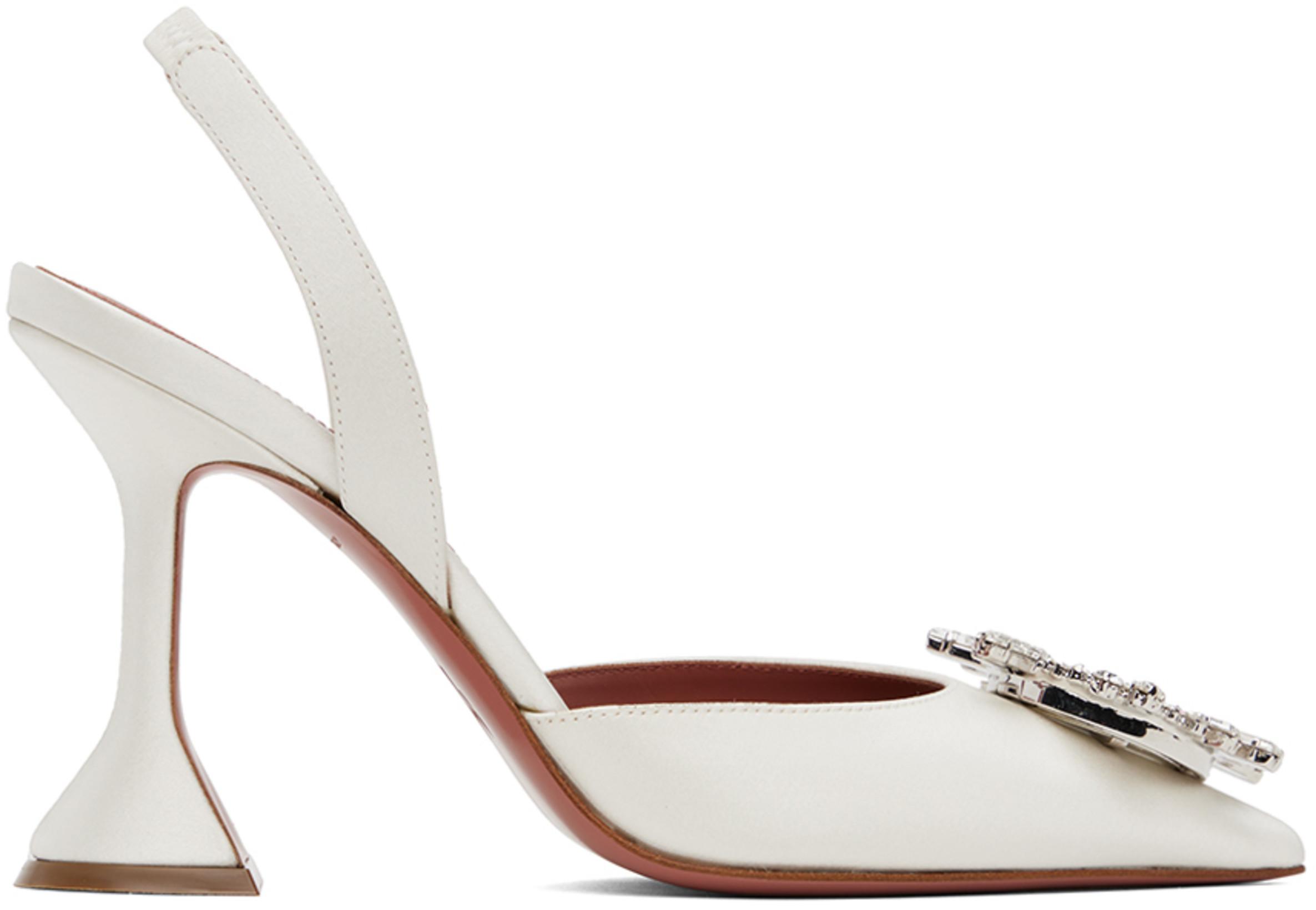 White Begum Sling Heels by AMINA MUADDI