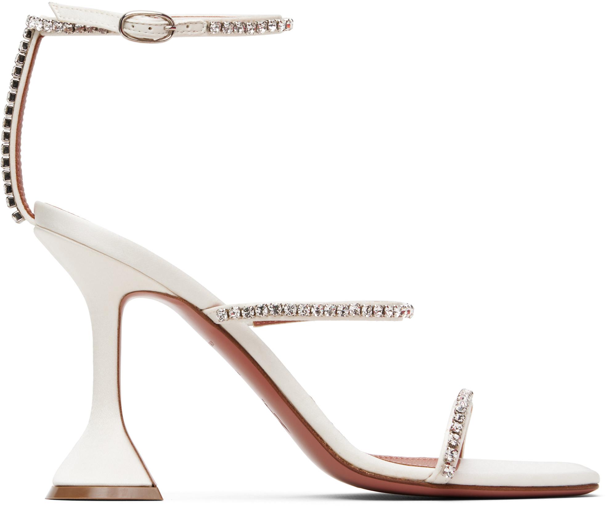 White Gilda 95 Heeled Sandals by AMINA MUADDI