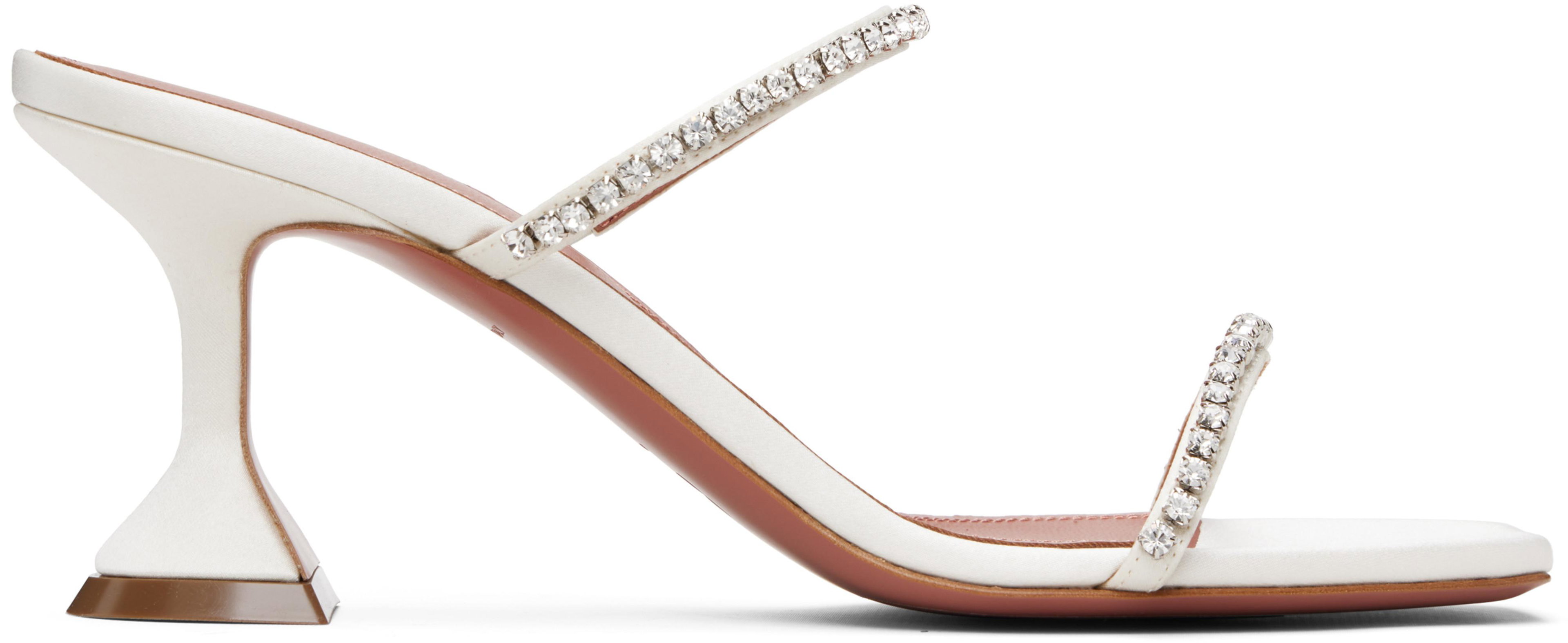 White Gilda Slipper 70 Heeled Sandals by AMINA MUADDI
