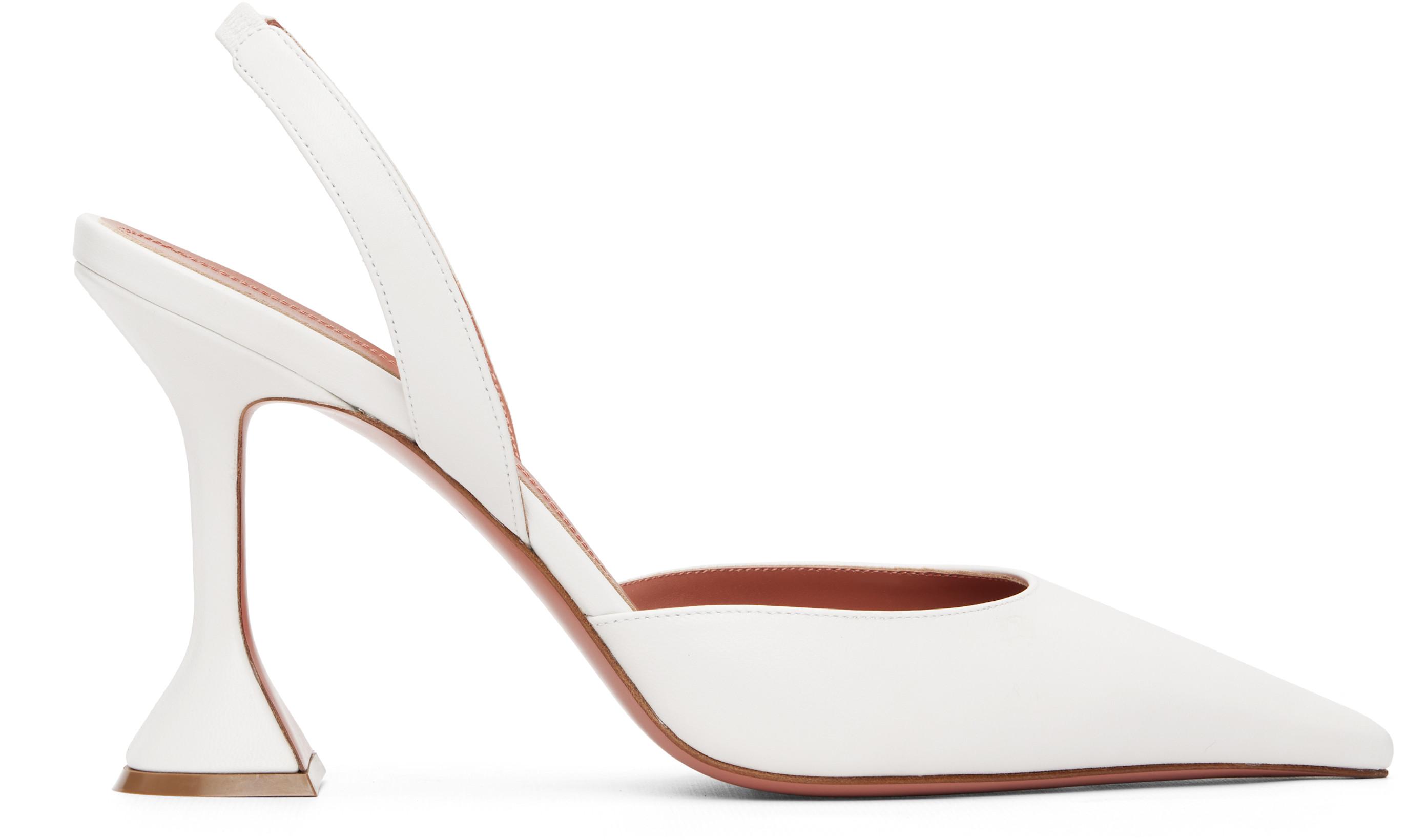 White Holli Sling 95 Heels by AMINA MUADDI