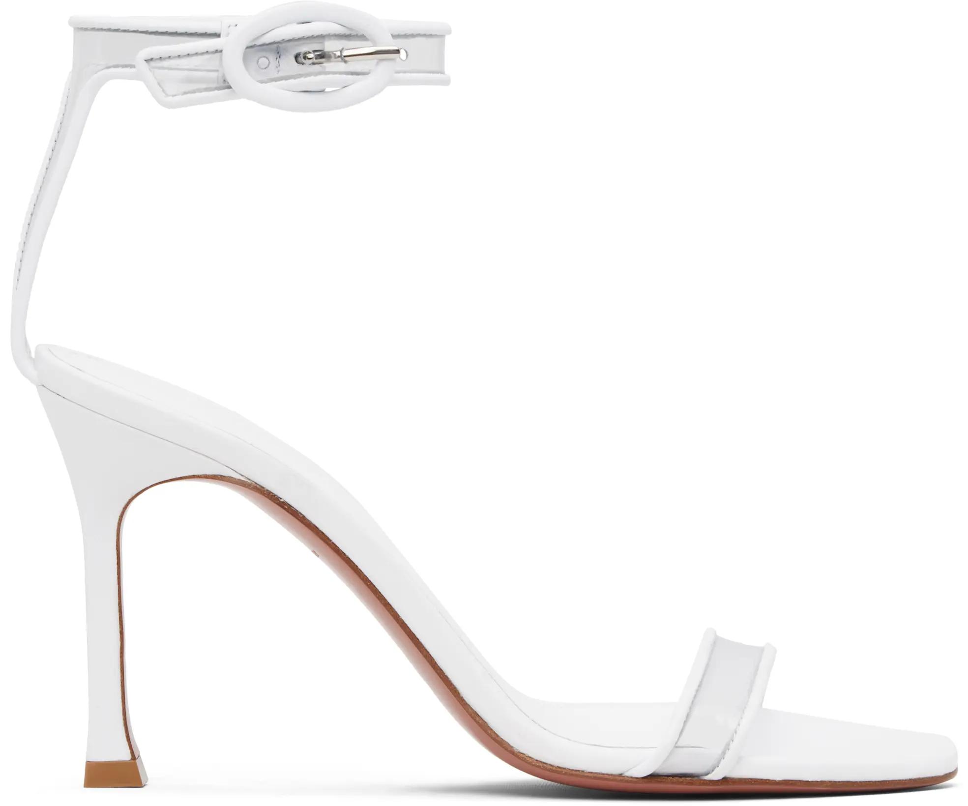White Kim Glass Heeled Sandals by AMINA MUADDI