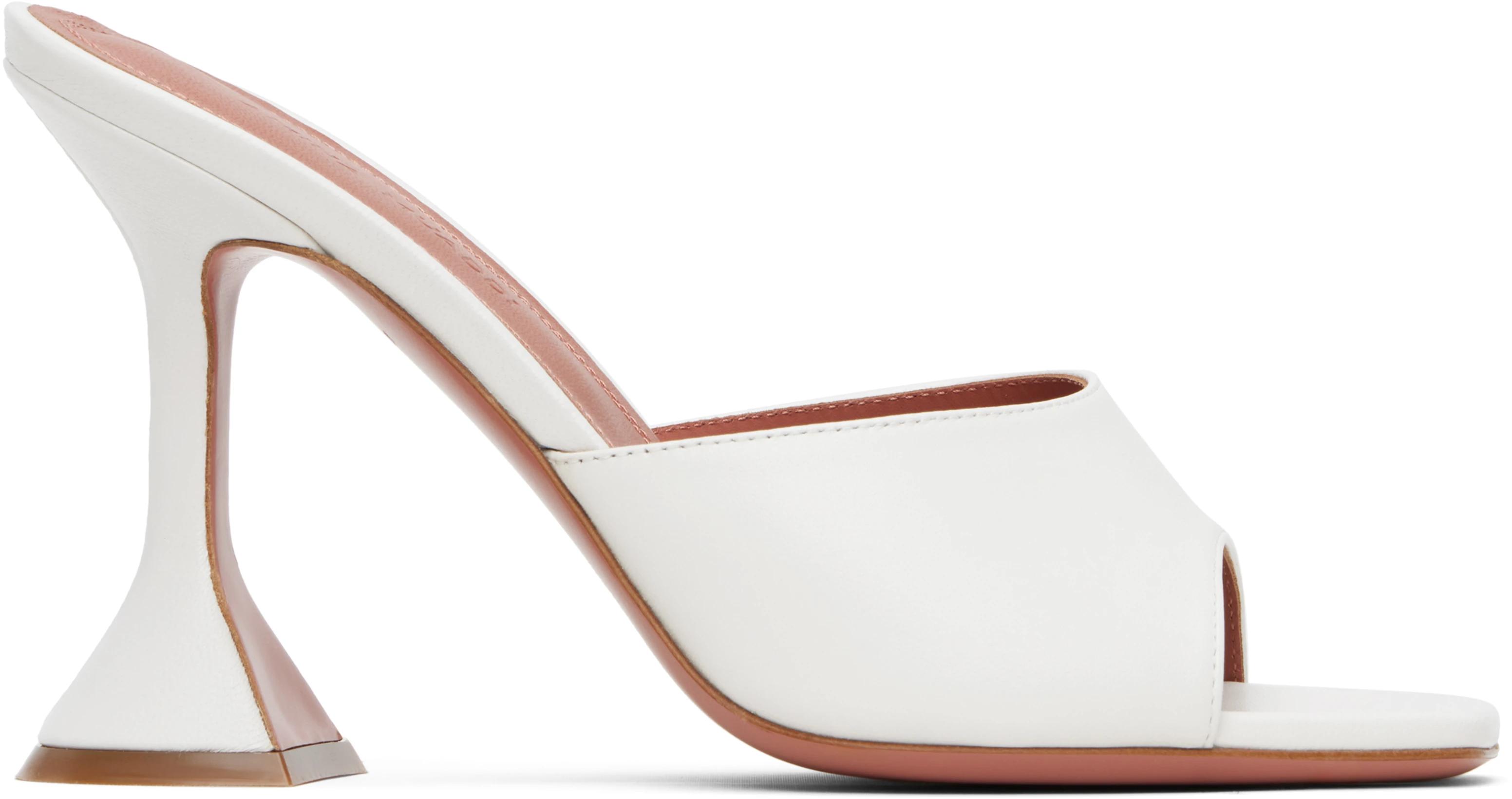 White Lupita Slipper Heeled Sandals by AMINA MUADDI