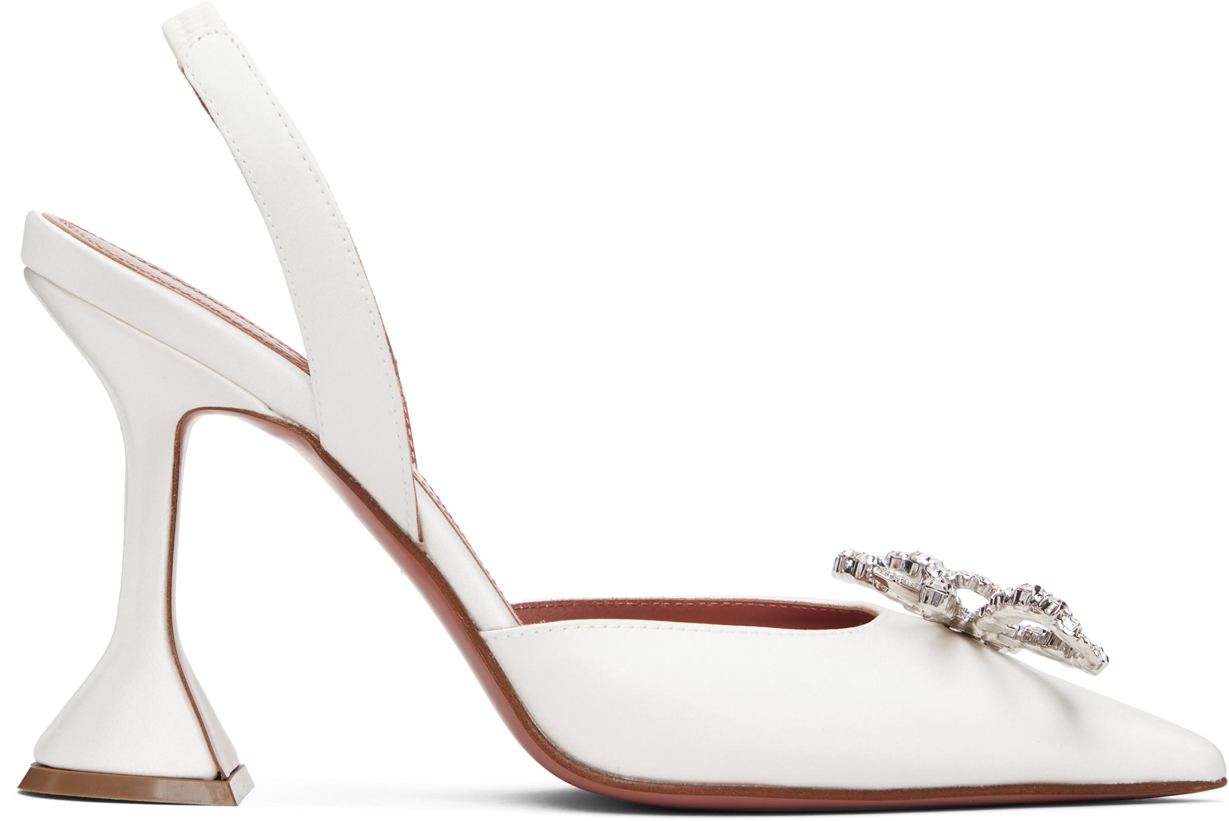 White Rosie Sling Heels by AMINA MUADDI