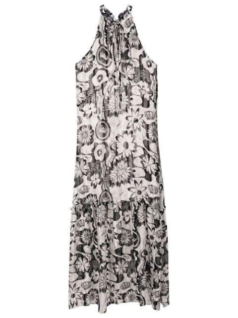 floral-print halterneck beach dress by AMIR SLAMA
